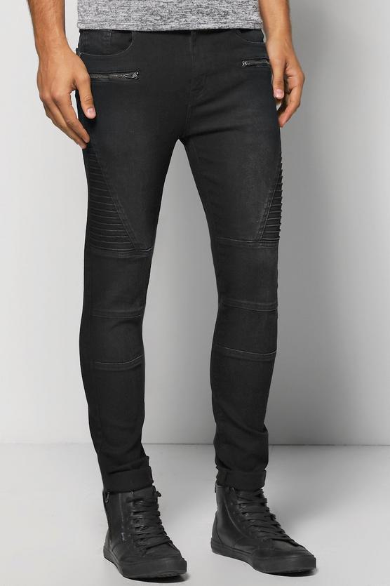 Super Skinny Biker Jeans With Zip Detail